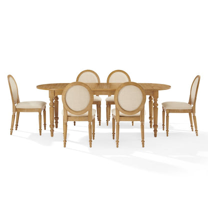 Daphne 7-Piece Dining Set For 6 Rustic Brown/Crème - Table & 6 Chairs