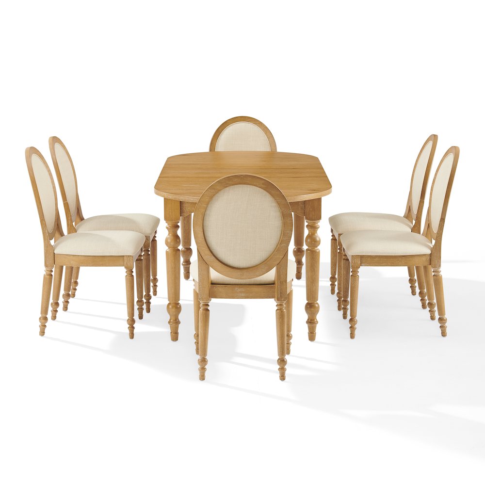 Daphne 7-Piece Dining Set For 6 Rustic Brown/Crème - Table & 6 Chairs