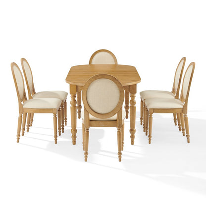 Daphne 7-Piece Dining Set For 6 Rustic Brown/Crème - Table & 6 Chairs