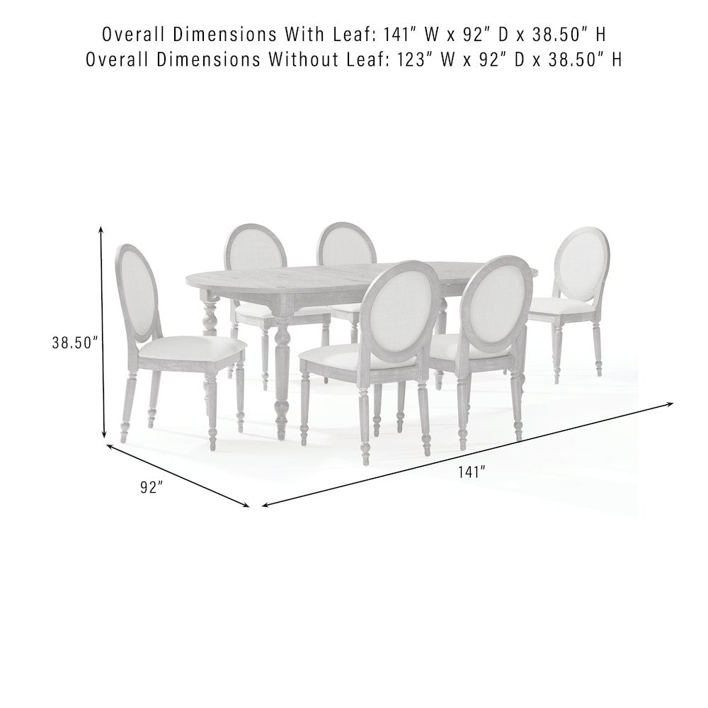 Daphne 7-Piece Dining Set For 6 Rustic Brown/Crème - Table & 6 Chairs