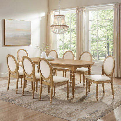 Daphne 9-Piece Dining Set For 8 Rustic Brown/Crème - Table & 8 Chairs