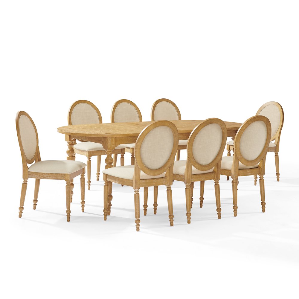 Daphne 9-Piece Dining Set For 8 Rustic Brown/Crème - Table & 8 Chairs