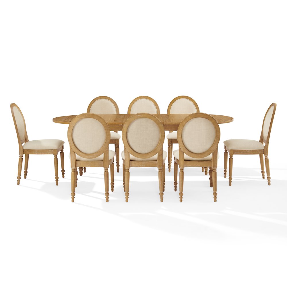 Daphne 9-Piece Dining Set For 8 Rustic Brown/Crème - Table & 8 Chairs