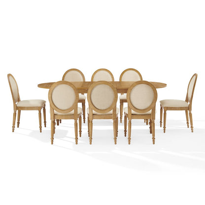 Daphne 9-Piece Dining Set For 8 Rustic Brown/Crème - Table & 8 Chairs
