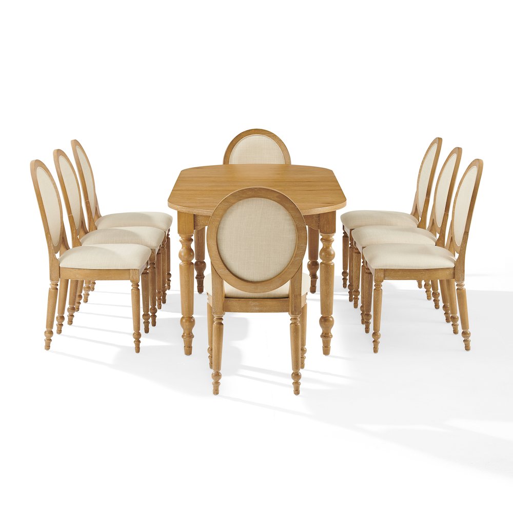 Daphne 9-Piece Dining Set For 8 Rustic Brown/Crème - Table & 8 Chairs