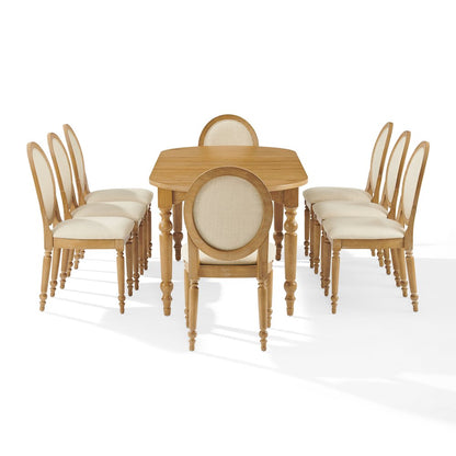 Daphne 9-Piece Dining Set For 8 Rustic Brown/Crème - Table & 8 Chairs