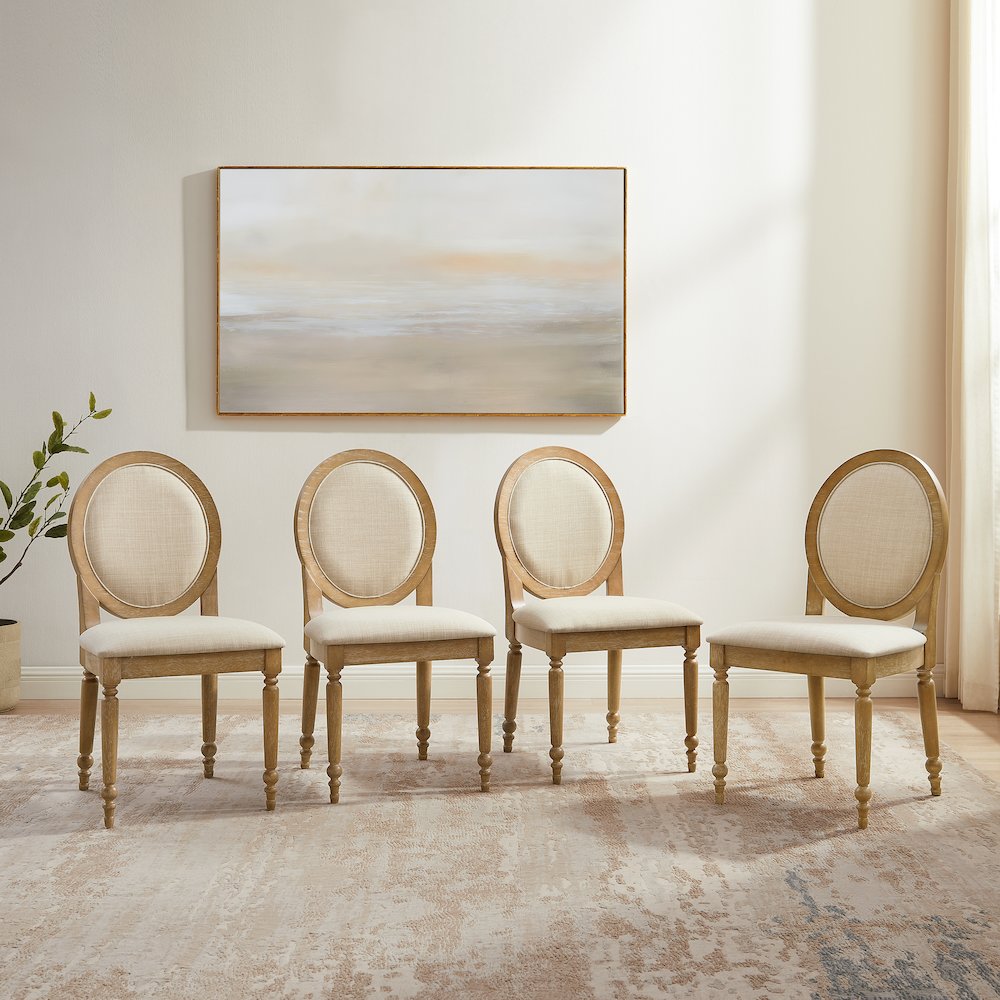Daphne 4-Piece Dining Chair Set Rustic Brown/Crème - 4 Chairs