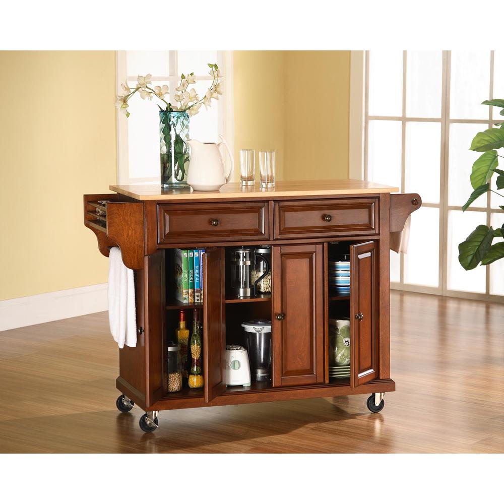 Full Size Wood Top Kitchen Cart