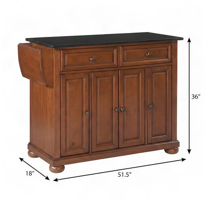 FurniFact Kitchen Island with Granite Top, Cherry