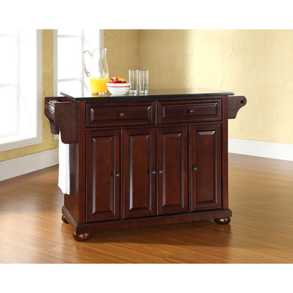 Alexandria Granite Top Full Size Kitchen Island/Cart Mahogany/Black