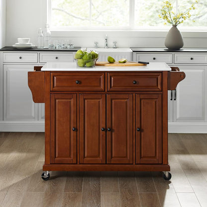 Full Size Stone Top Kitchen Cart