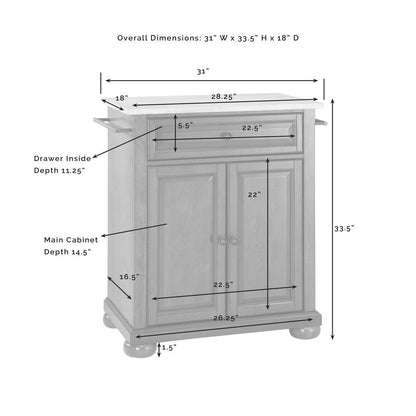 Alexandria Stone Top Portable Kitchen Island/Cart