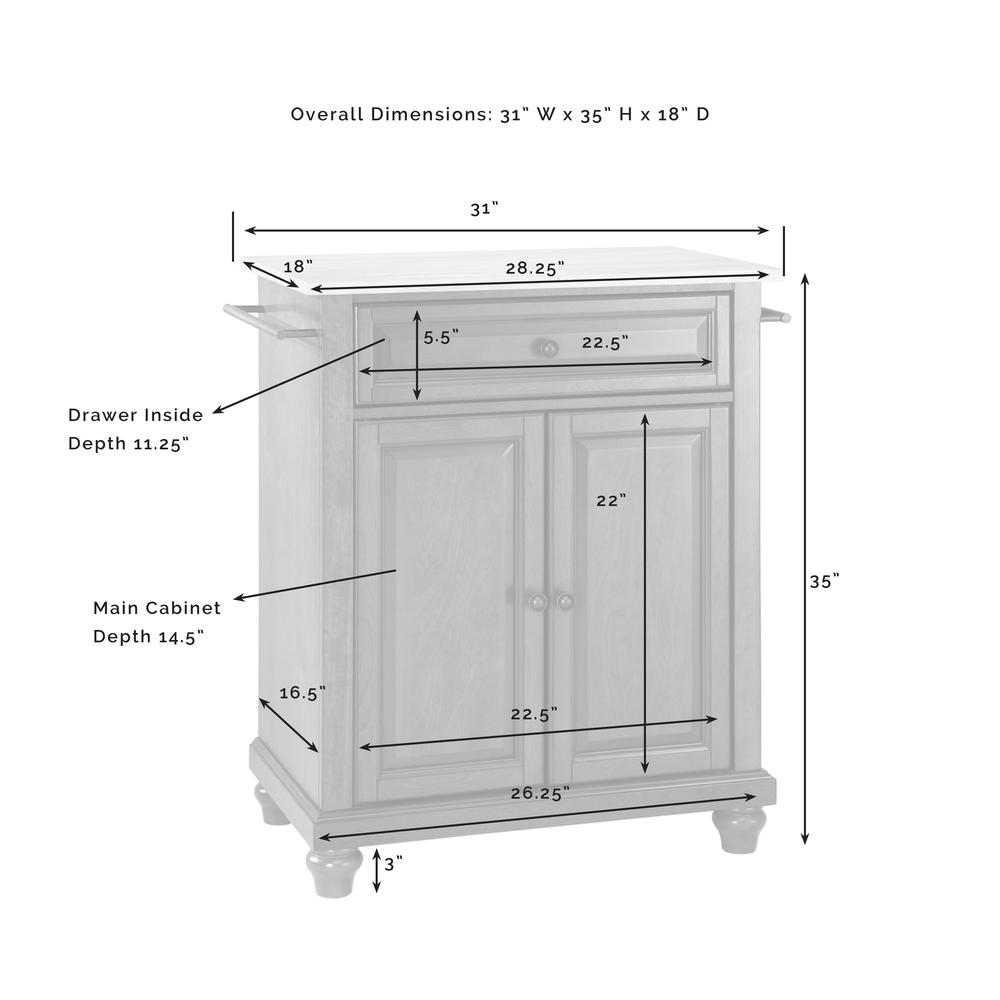 Cambridge Stone Top Portable Kitchen Island/Cart