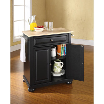 Alexandria Wood Top Portable Kitchen Island/Cart
