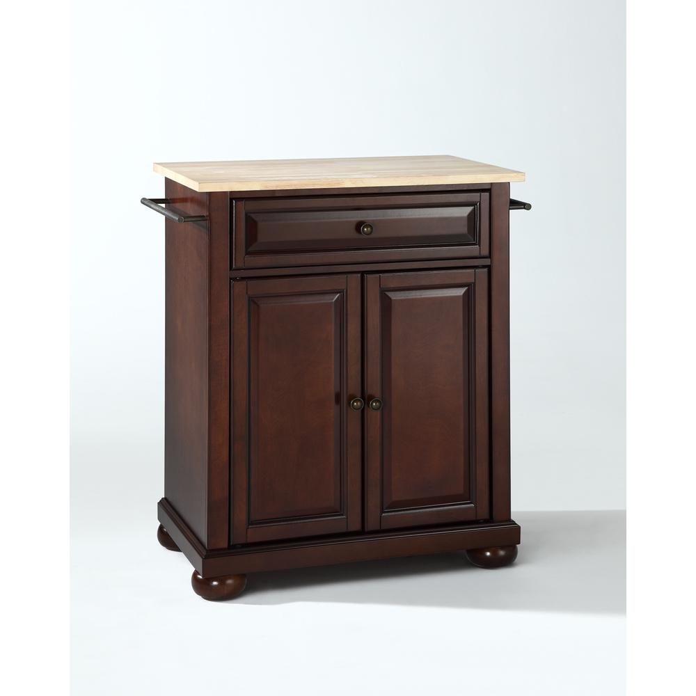 Alexandria Wood Top Portable Kitchen Island/Cart