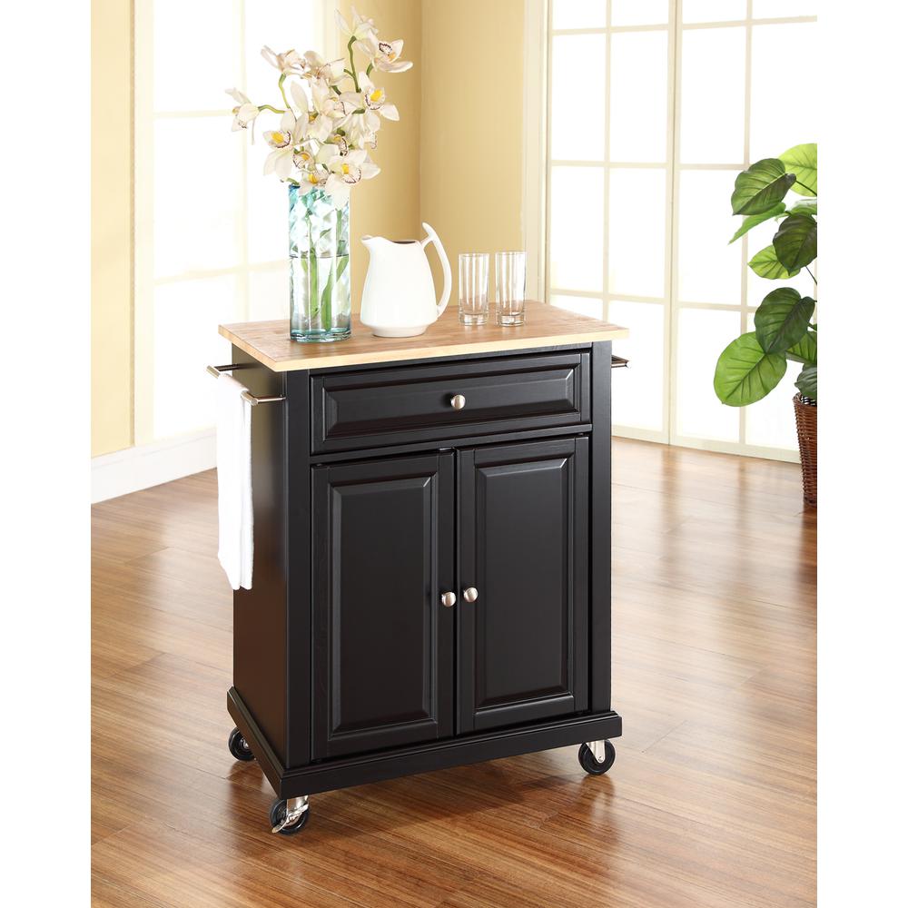 Compact Wood Top Kitchen Cart