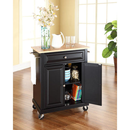 Compact Wood Top Kitchen Cart