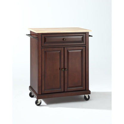 Compact Wood Top Kitchen Cart