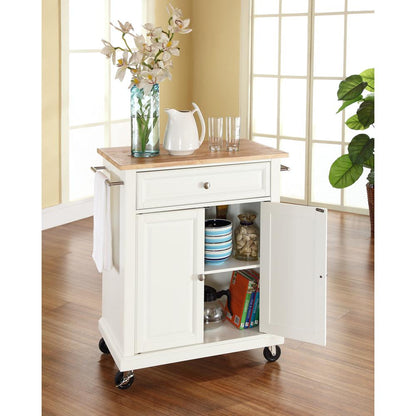 Compact Wood Top Kitchen Cart