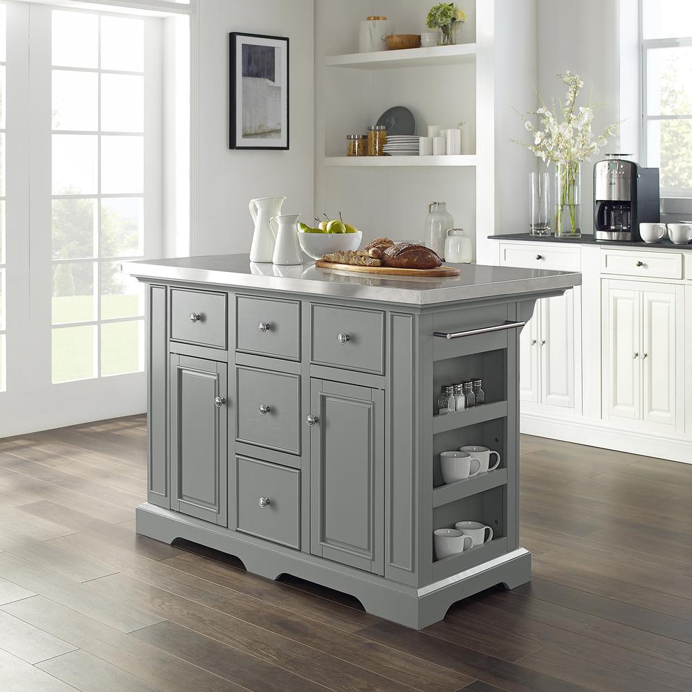 Julia Stainless Steel Top Kitchen Island