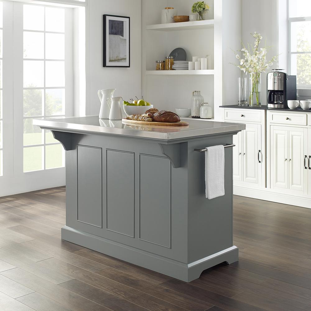 Julia Stainless Steel Top Kitchen Island