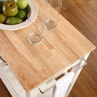 Wood Top Kitchen Prep Rolling Cart