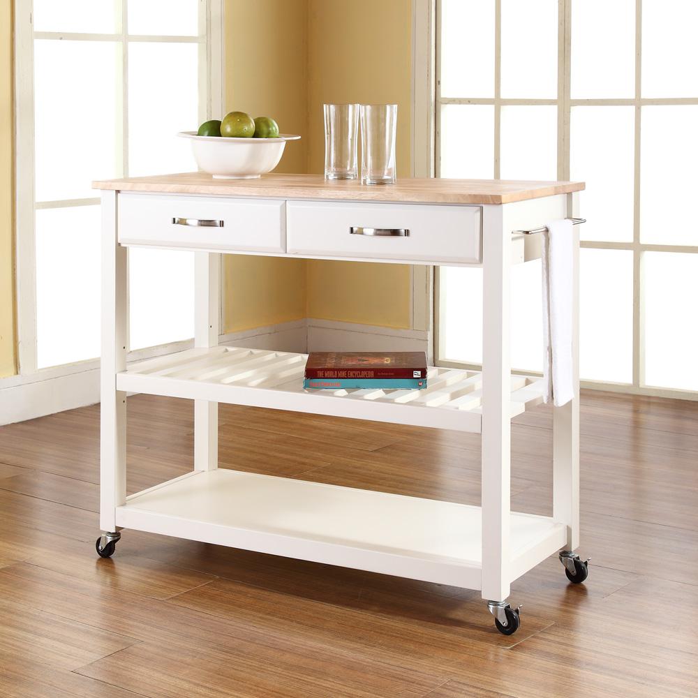 Wood Top Kitchen Prep Rolling Cart