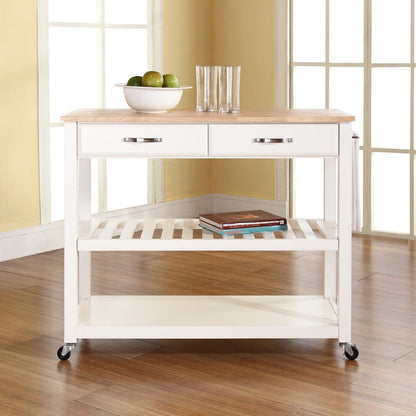 Wood Top Kitchen Prep Rolling Cart