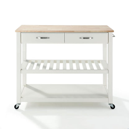 Wood Top Kitchen Prep Rolling Cart