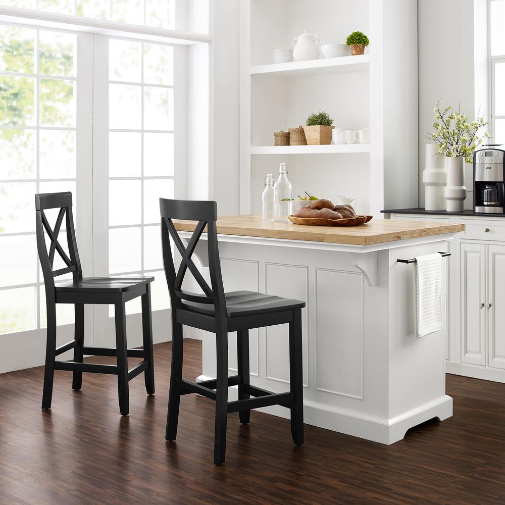 Julia Wood Top Island W/X-Back Stools - Island & 2 Stools