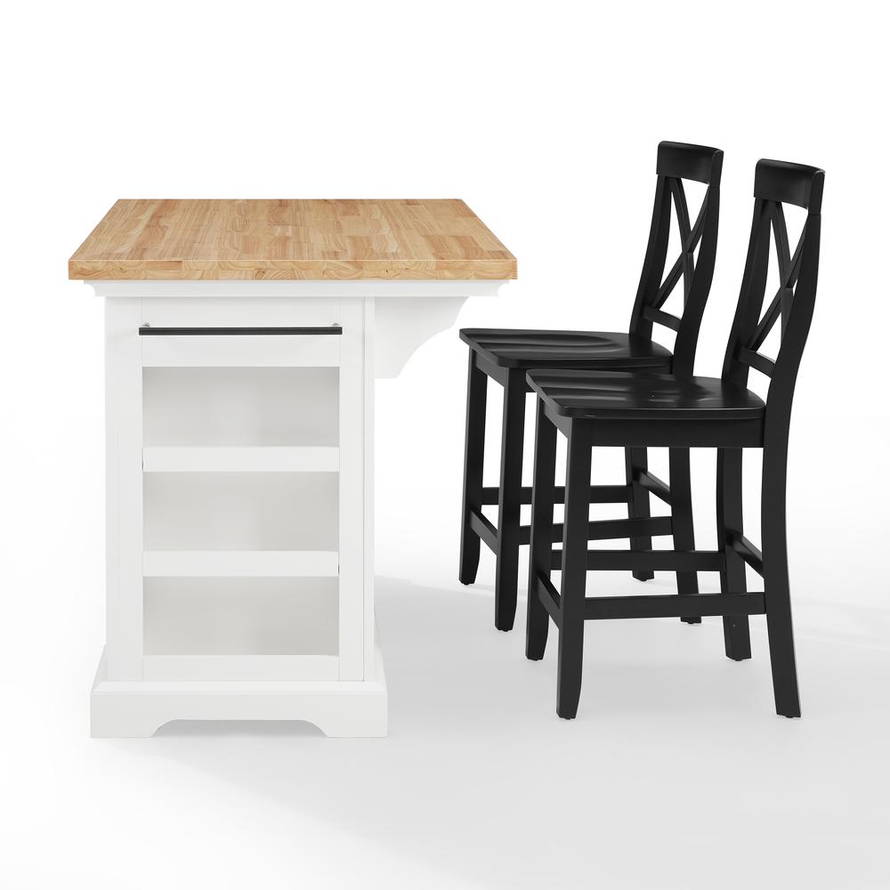 Julia Wood Top Island W/X-Back Stools - Island & 2 Stools