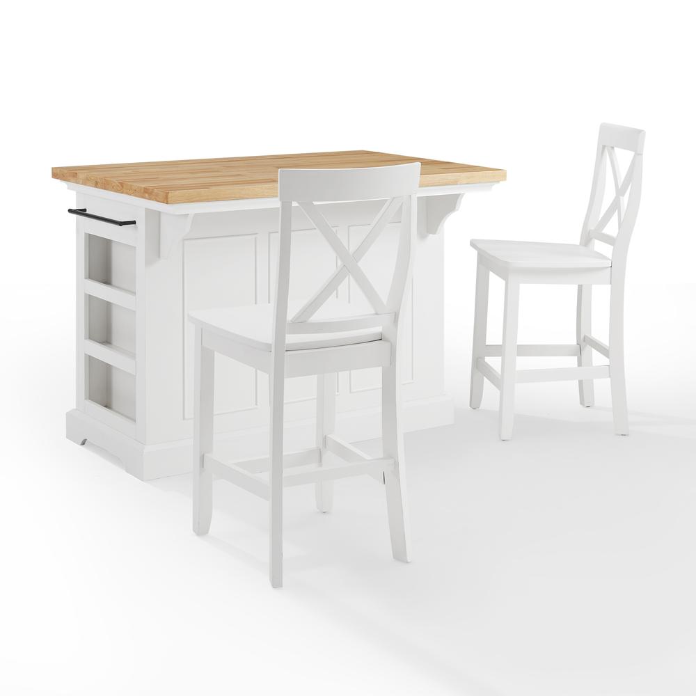 Julia Wood Top Island W/X-Back Stools - Island & 2 Stools