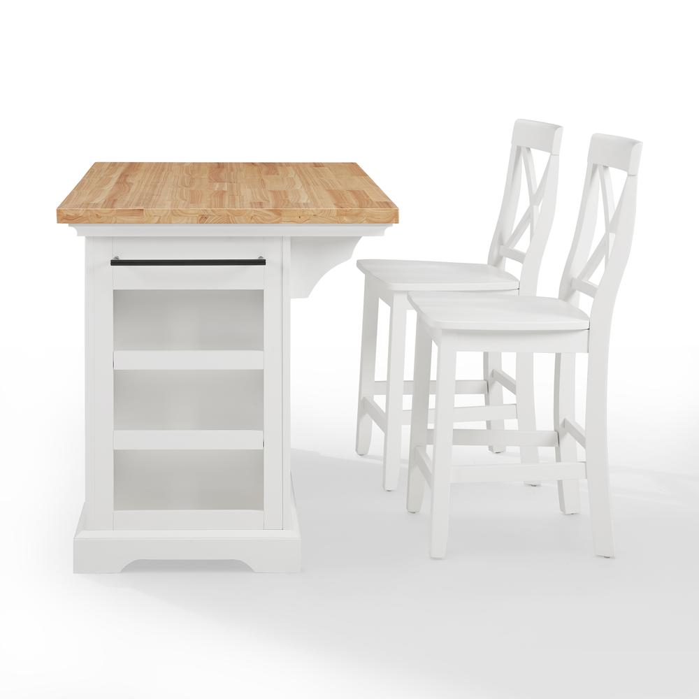 Julia Wood Top Island W/X-Back Stools - Island & 2 Stools
