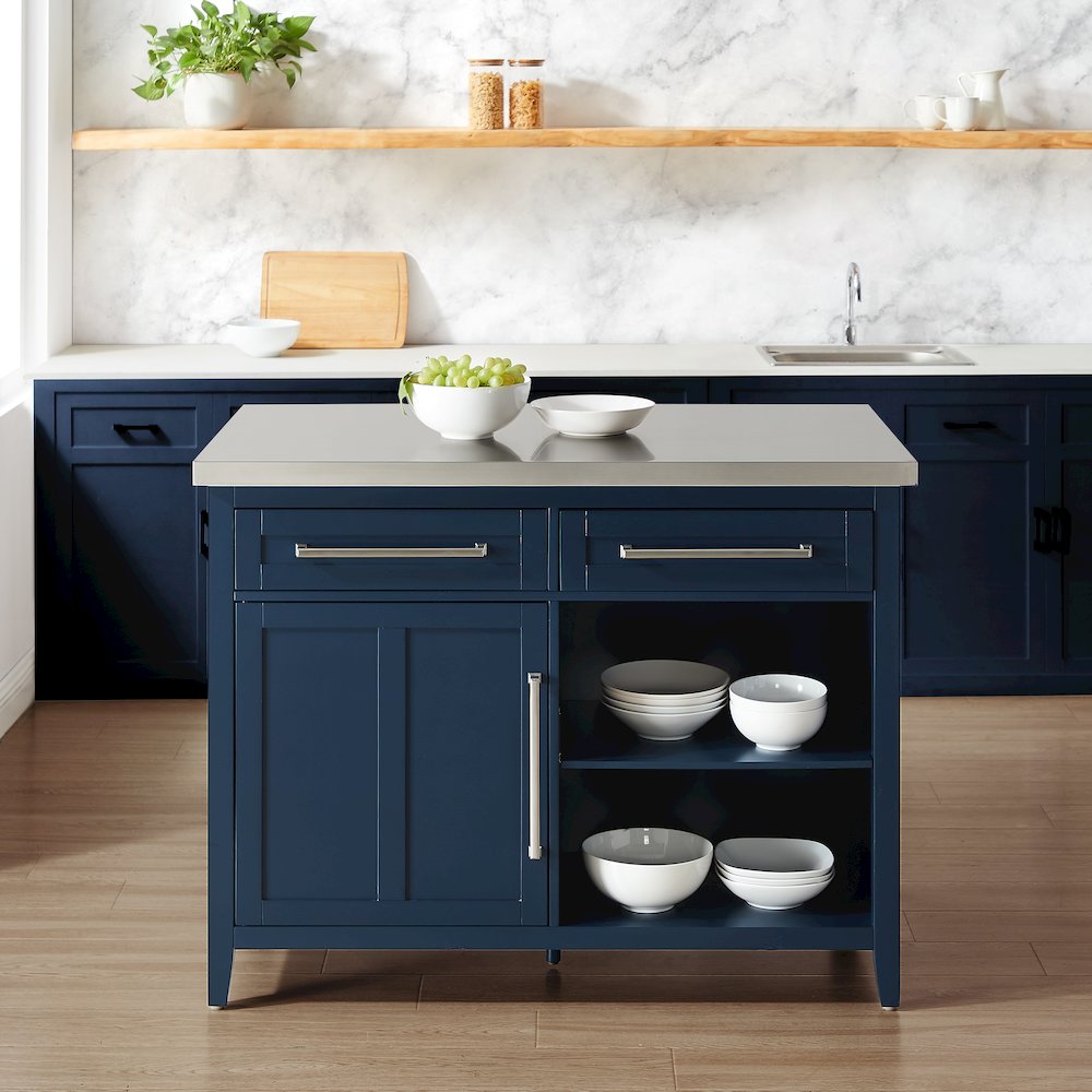 Silvia Stainless Steel Top Kitchen Island