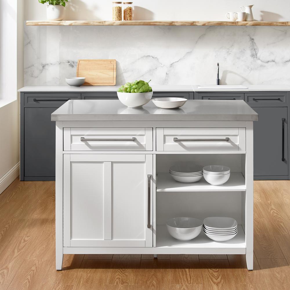 Silvia Stainless Steel Top Kitchen Island