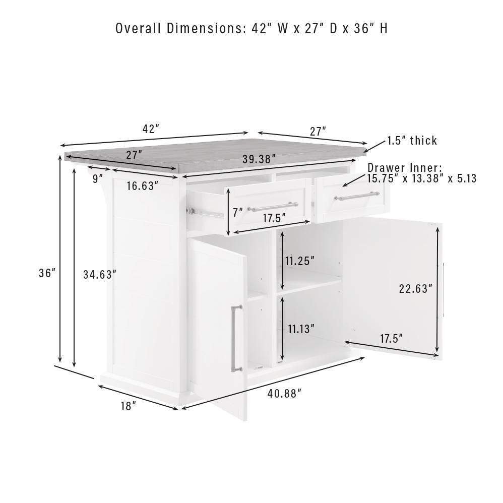 Bartlett Wood Top Kitchen Island W/Uph Square Stools - Kitchen Island & 2 Stools