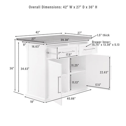 Bartlett Wood Top Kitchen Island W/Uph Square Stools - Kitchen Island & 2 Stools