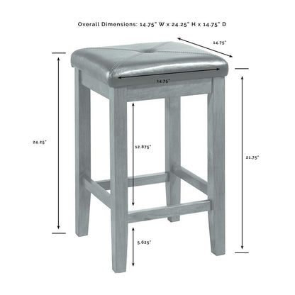 Bartlett Wood Top Kitchen Island W/Uph Square Stools - Kitchen Island & 2 Stools