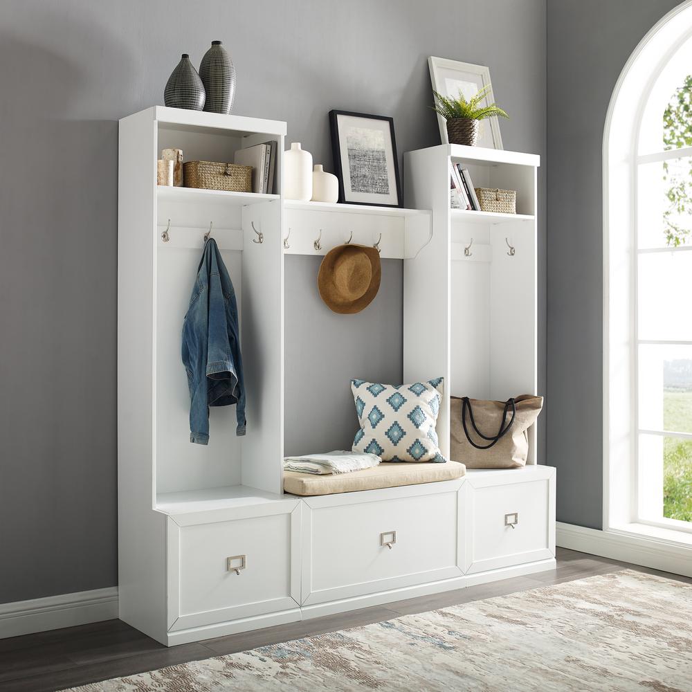 Harper 4-Piece Entryway Set - Bench, Shelf, & 2 Hall Trees
