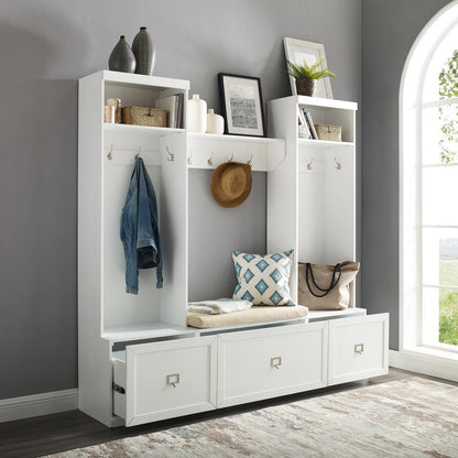Harper 4-Piece Entryway Set - Bench, Shelf, & 2 Hall Trees