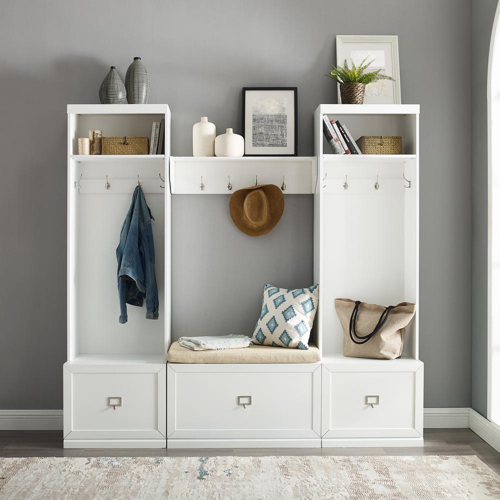 Harper 4-Piece Entryway Set - Bench, Shelf, & 2 Hall Trees