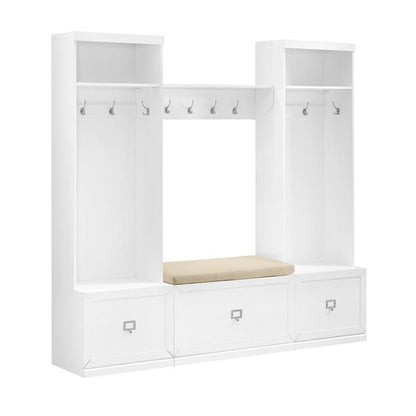 Harper 4-Piece Entryway Set - Bench, Shelf, & 2 Hall Trees