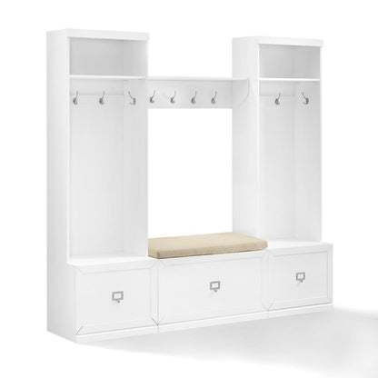 Harper 4-Piece Entryway Set - Bench, Shelf, & 2 Hall Trees