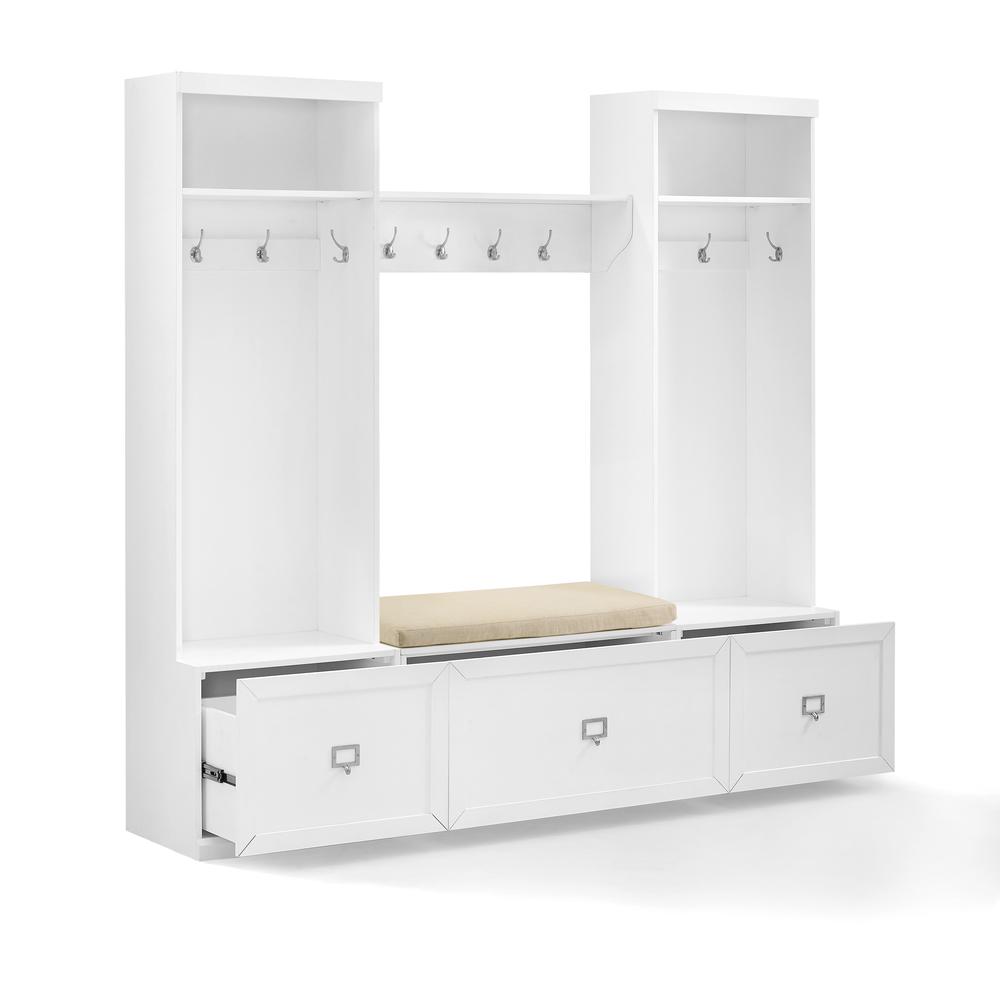 Harper 4-Piece Entryway Set - Bench, Shelf, & 2 Hall Trees