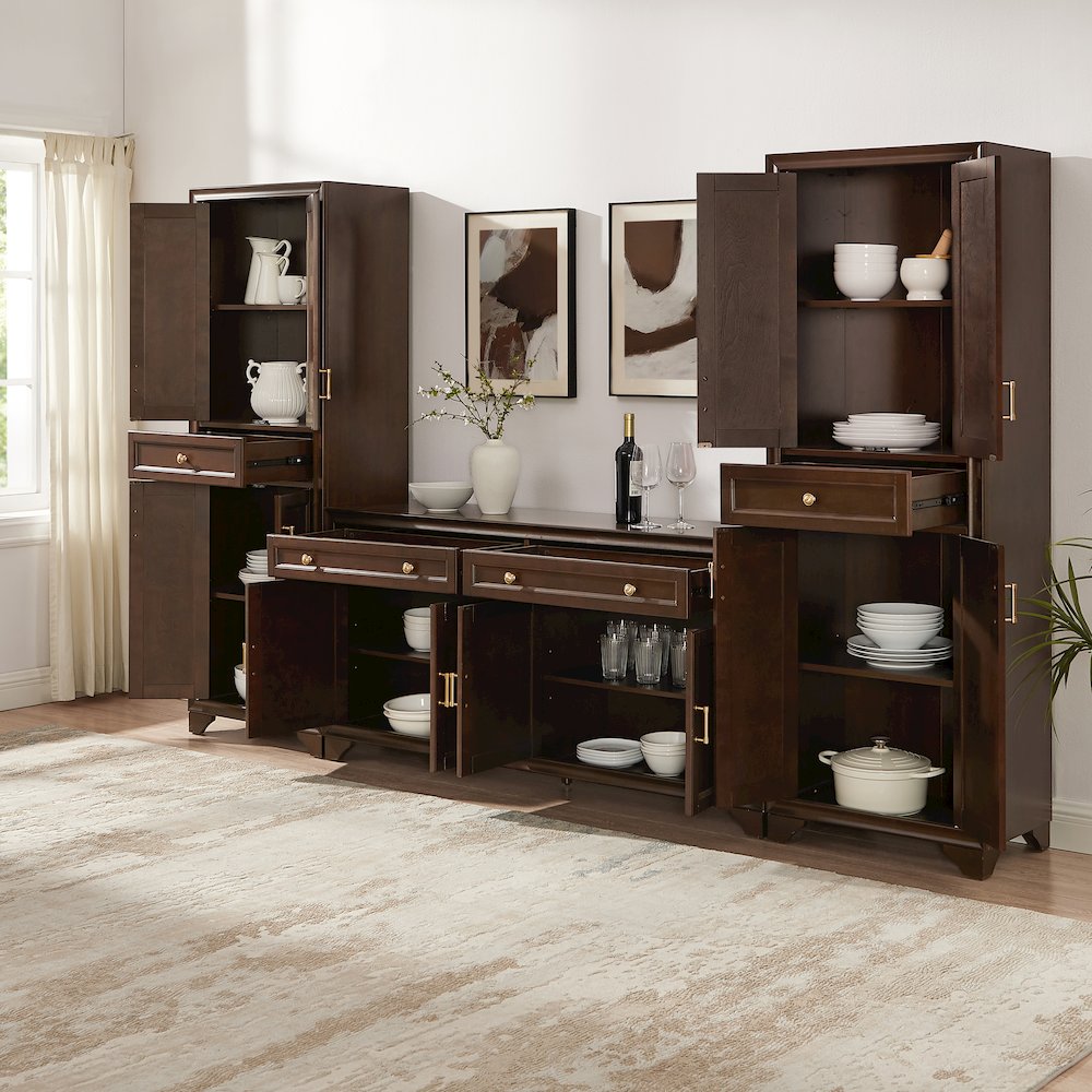 Tara 3-Piece Sideboard And Pantry Set Brown - Sideboard & 2 Pantries