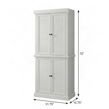 FurniFact Corner Pantry Cabinet, Shelves, White