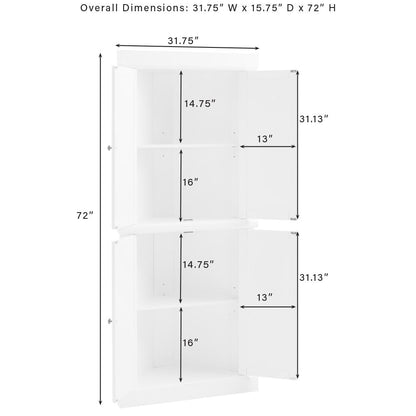 Shoreline Tall Corner Kitchen Storage Pantry - 2 Stackable Pantries