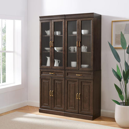 Stanton 2Pc Glass Door Kitchen Storage Pantry Cabinet Set - 2 Pantries
