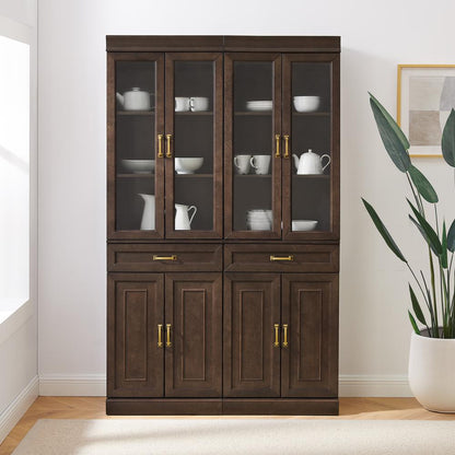 Stanton 2Pc Glass Door Kitchen Storage Pantry Cabinet Set - 2 Pantries