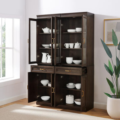 Stanton 2Pc Glass Door Kitchen Storage Pantry Cabinet Set - 2 Pantries
